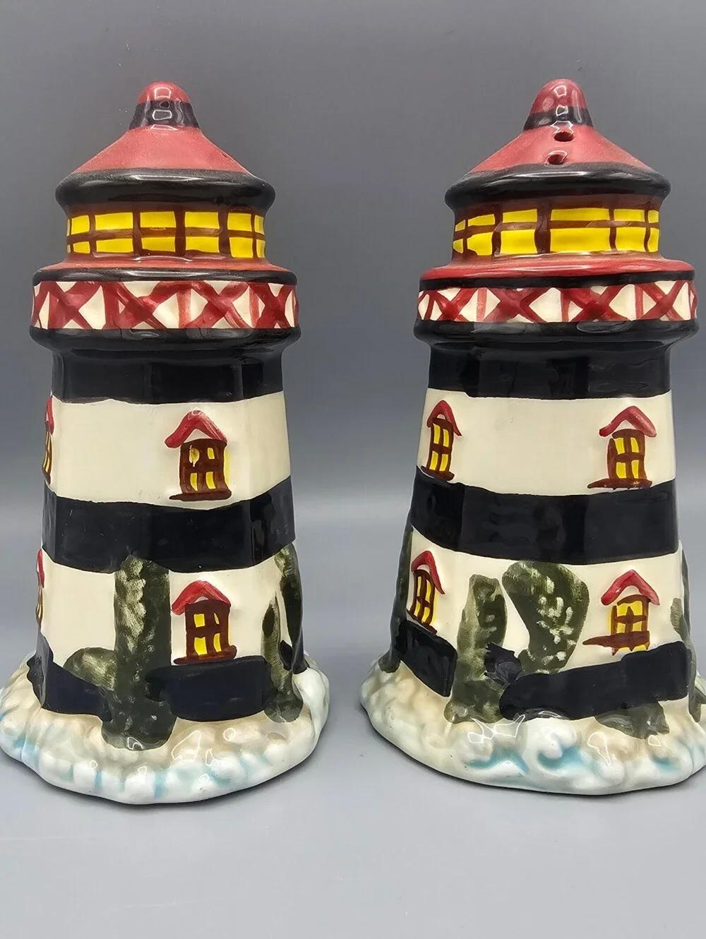 Ceramic Lighthouse Salt and Pepper Shakers Set